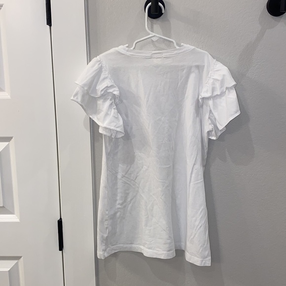 EUC Girls Teen Tween J.Crew Crewcuts Size 14 White Ruffle Sleeve T-Shirt Top - Picture 6 of 7